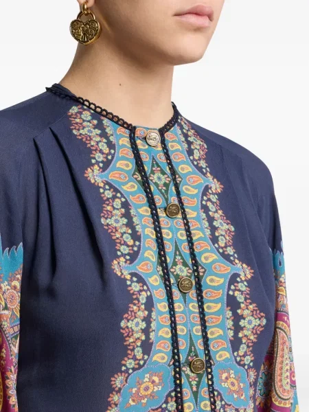 Rochie midi Etro cu imagine cu model paisley până la genunchi albastru