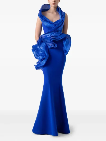 Вечерна рокля Gaby Charbachy с драперии синьо
