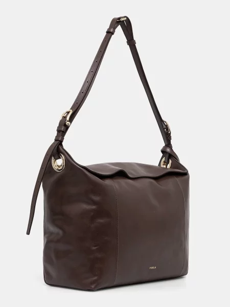 Furla Bőr válltáska Furla Ginevra L barna