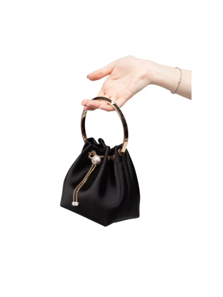 Satynowy kapelusz Jimmy Choo czarny