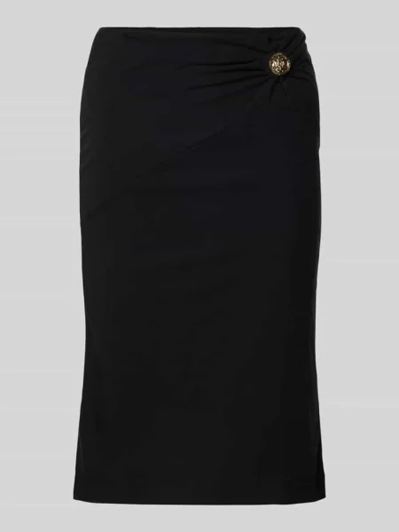 Spódnica o długości do kolan z ozdobnym guzikiem model ‘ZAMA’ Guess czarna