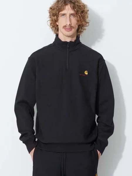Carhartt WIP bluza Half Zip American Script Sweat z aplikacją czarny