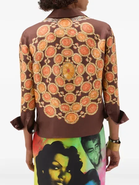 Cămașă Versace cu imagine maro