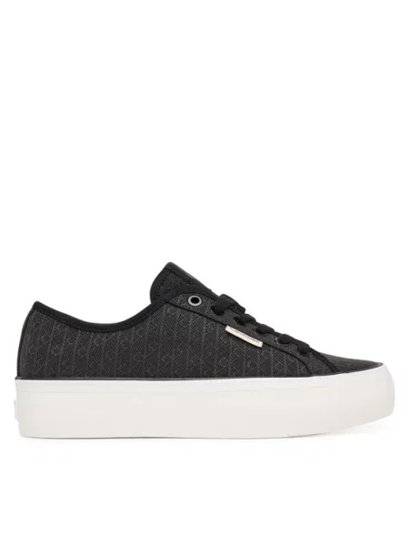 Calvin Klein Superge Vulc Flatf Laceup Jaq Aop črna