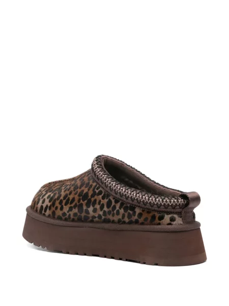 Papuci tip mules Ugg cu platformă cu imagine cu model leopard maro