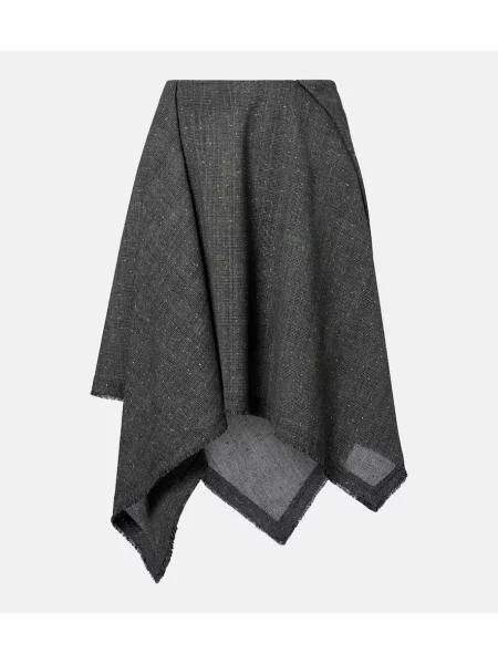 Spódnica midi Mcqueen wełniana w kratkę do kolan szara