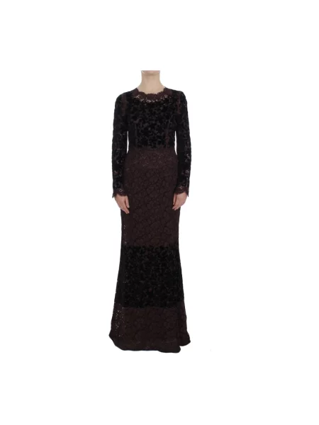 Sukienka maxi Dolce And Gabbana z długim rękawem czarna