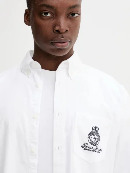 Сорочка Guess Jeans regular комір button-down білий