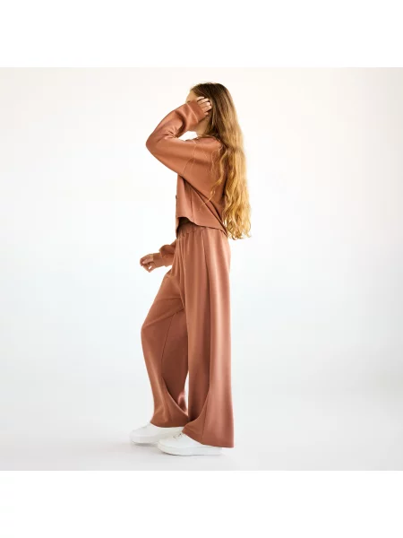 Reserved Kalhoty wide leg kávová