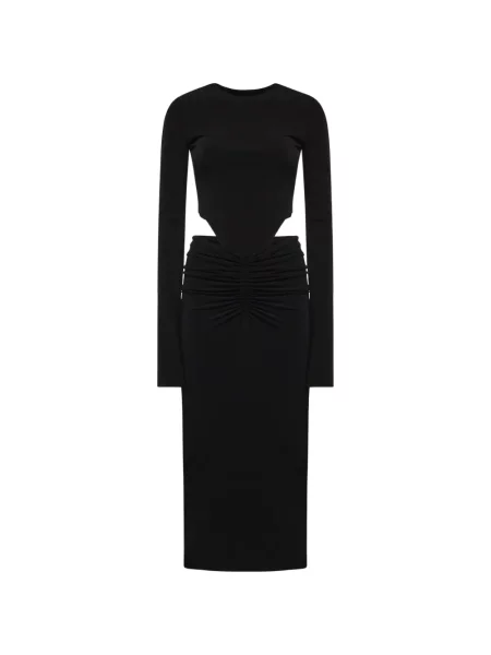 Rochie midi The Andamane cu volane negru