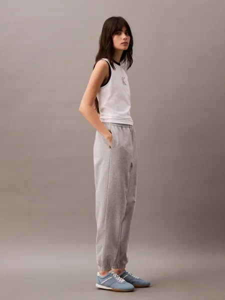 Calvin Klein Jeans Hlače siva melange / crna bijela
