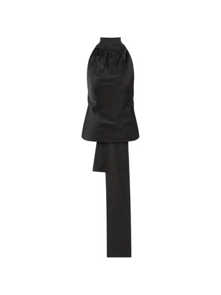 Top Anna October cu buline cu gât halter negru