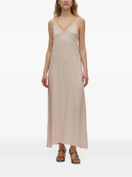 Rochie maxi Rabens Saloner din dantelă roz