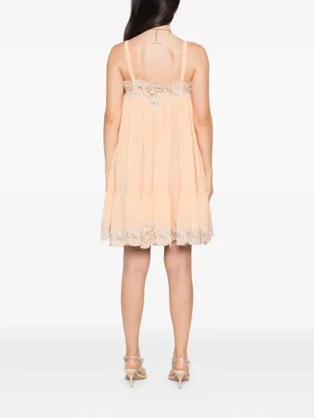 Rochie Chloé de mătase portocaliu
