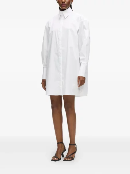 Rochie tip cămașă Karl Lagerfeld plisată de costum alb