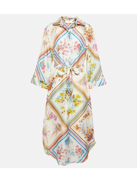Rochie midi Zimmermann de mătase cu model floral până la genunchi