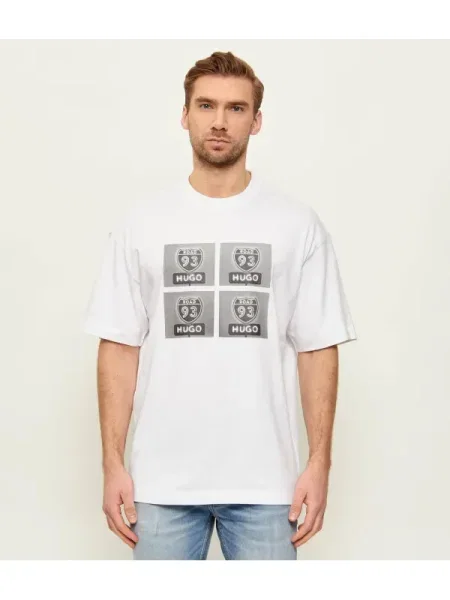 HUGO Tricou Draxon | Oversize fit alb
