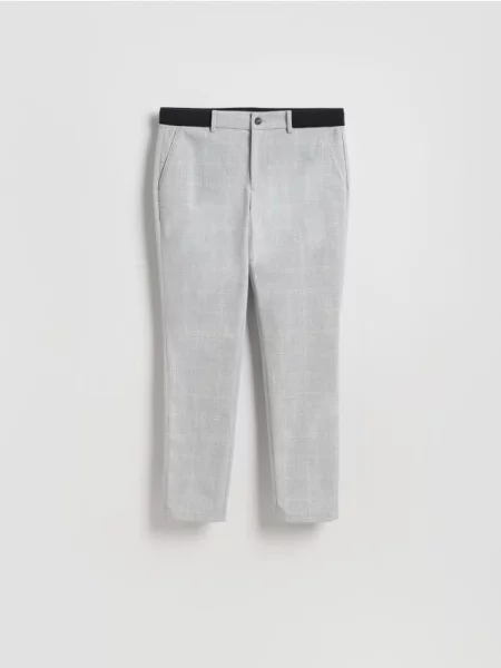 Reserved Pantaloni chino slim în carouri deschis gri