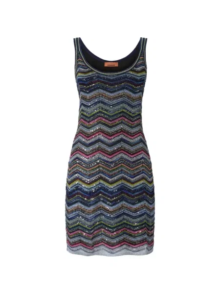 Rochie mini Missoni cu paiete tricotate albastru
