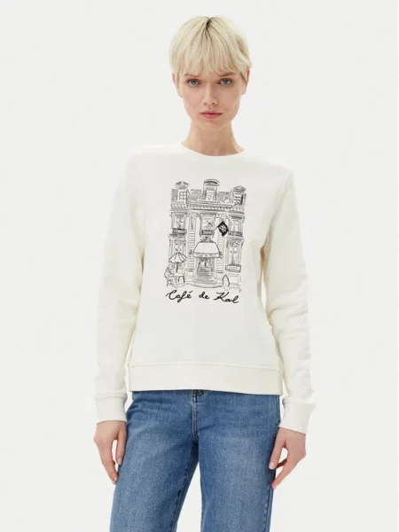 Karl Lagerfeld bluza z nadrukiem beżowy