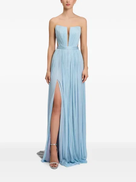 Rochie maxi Cristallini de mătase albastru