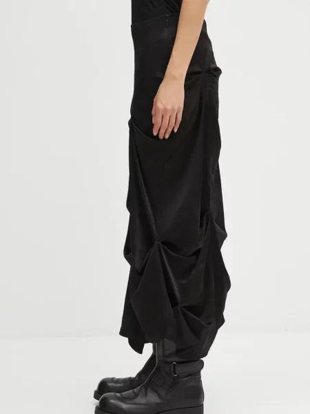 GANNI spódnica Fluid Satin Jacquard Tuck Detail Long midi prosta czarny