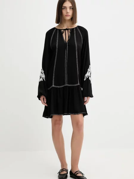 Desigual sukienka SILVIANEGRO mini rozkloszowana czarny