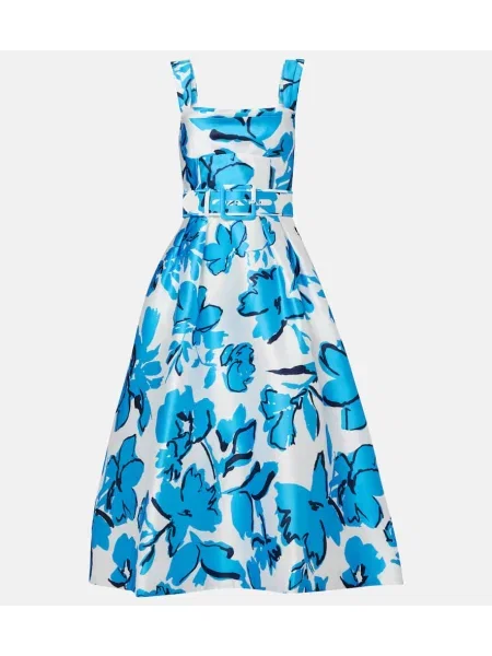 Sukienka midi Rebecca Vallance w kwiatki do kolan garniturowa niebieska