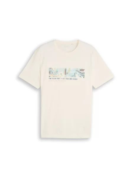 TOM TAILOR Tricou crem / safir / pastel albastru