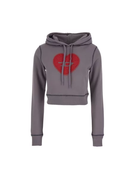 Krótka bluza z kapturem Diesel z kapturem szara