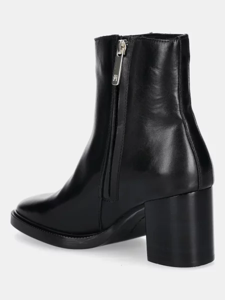 Kožené kotníkové boty Tommy Hilfiger STACKED HEEL LEATHER ANKLE BOOT na černá