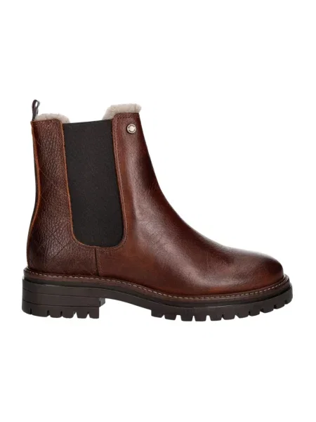 Barbour sztyblety na płaskim skórzane Evie brązowe