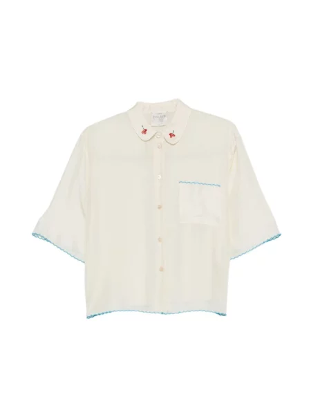 Haftowana koszula Forte Forte beżowa