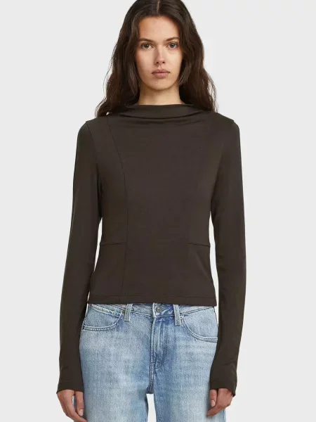 Лонгслів G-star Raw з джерсі драпірований коричневий