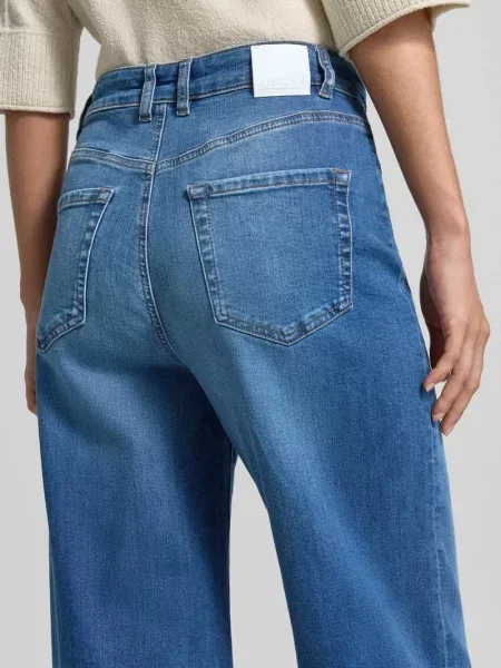 Jeansy w kroju z wysokim stanem bootcut z szerokim brzegiem Marc Cain niebieskie