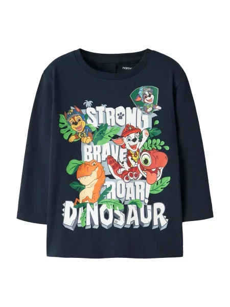 NAME IT Tricou NMMJik Paw bleumarin / verde deschis / portocaliu homar alb