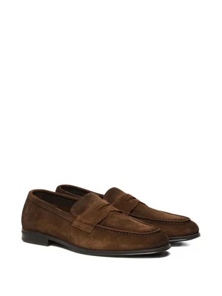 Pantofi loafer Doucal's din piele de căprioară cu bretele maro