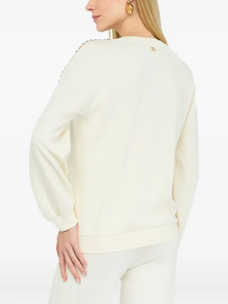 Stras hanorac crewneck Liu Jo cu decolteu rotund alb