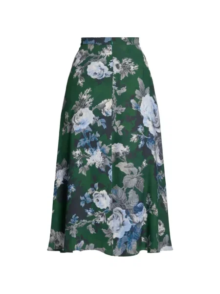 Fustă Erdem cu model floral cu imagine drapată verde