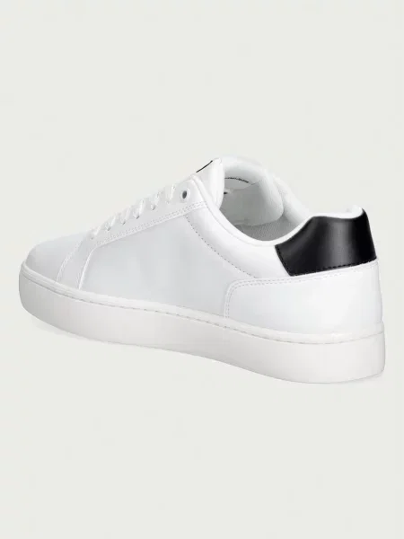 Calvin Klein Jeans Buty Mężczyzna 43 EU Minimalistyczne skórzane trampki z podeszwą cupsole biały