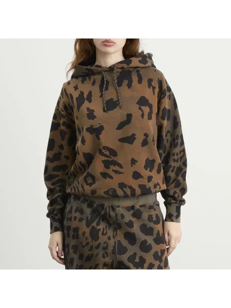 Aries bluza Leopard Hoodie z kapturem wzorzysta brązowy