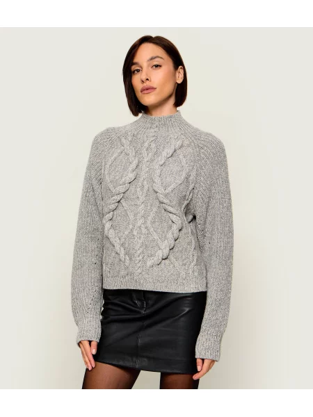 Pulover Boss Black de lână cu guler înalt negru