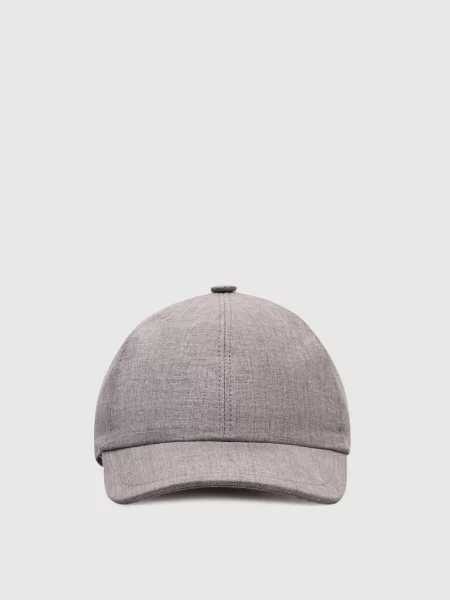 Кепка з льону з логотипом Capobianco сіра