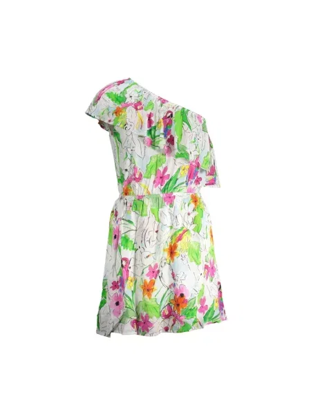 Mała mały sukienka mini Desigual na jednym ramieniu biała