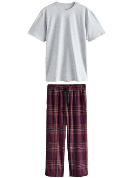 Next Pijama lungă / roşu închis gri