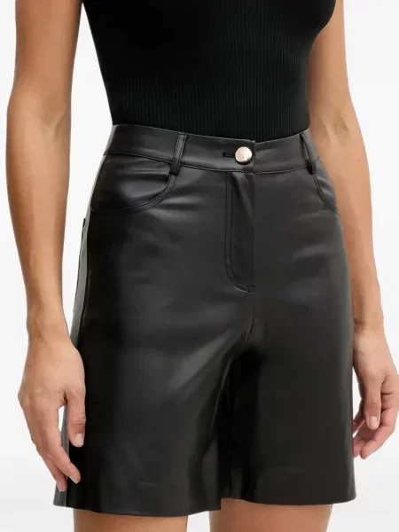 Pantaloni scurți Sisley din piele negru