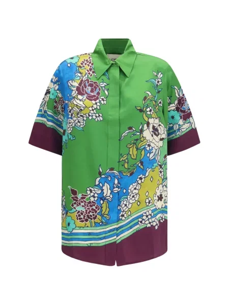 Cămașă Alemais de mătase cu model floral cu imagine verde