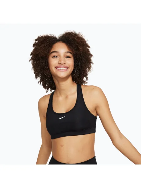 Sutien sport pentru copii Nike Swoosh black/white alb
