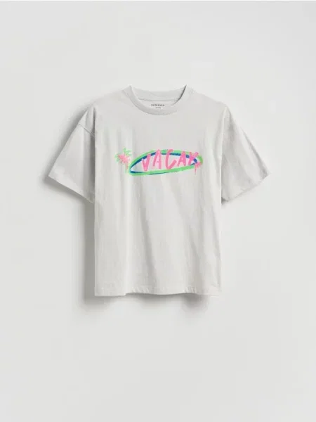 Reserved Tricou cu adaos de deschis gri