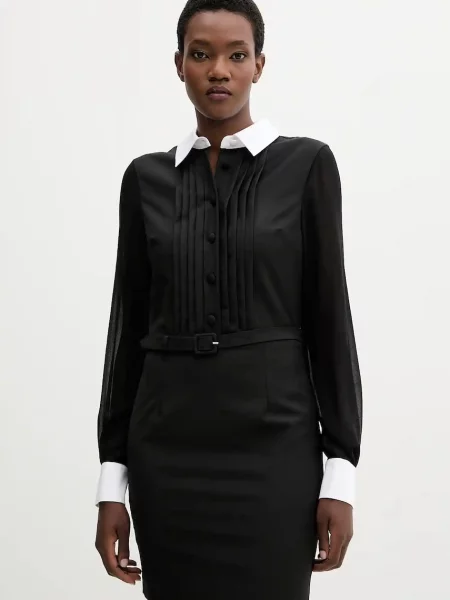 Blugirl Blumarine rochie cu lână mini evazati negru